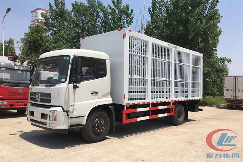 東風(fēng)天錦6米8運(yùn)豬車、畜禽運(yùn)輸車側(cè)面圖