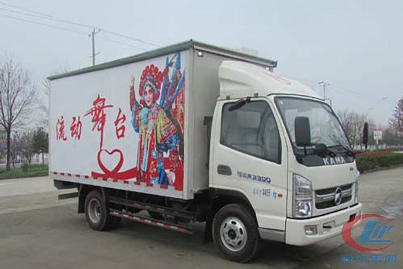 湖北程力凱馬4.2米廂長舞臺(tái)車側(cè)面圖